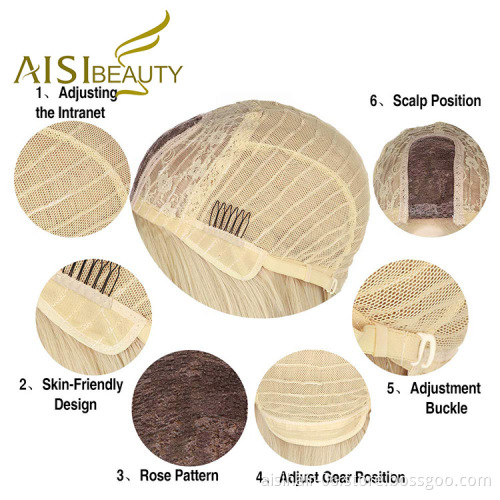 Aisi Beauty Wholesale Vendor Cheap Long Silky Straight Blonde Wig Swiss Lace Synthetic Hair For Black Women Lace Front Wig
